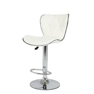 골동품 스타일 카운터 높이 의자 커버 은색 금속 직물 패션 럭셔리 바 의자 주방 PU 가죽 바 가구 현대