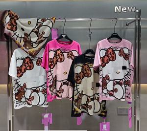 T-shirts pour femmes en coton 100% de haute qualité, surdimensionnés, avec strass, dessin animé, OC994 - Product Image 2