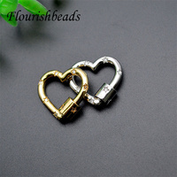 Nouveau Design plaqué or Rhodium CZ Pave coeur forme étoile motif bijoux vis fermoir pour femme homme collier bricolage