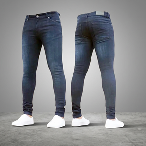 Wholesale New Fashion <b>Men</b> Mid Waist Canvas <b>Jeans</b> Zipper Pockets Stretch Trousers Skinny Pencil Casual England Style Lightweight - Product Image 6