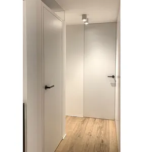 Latest Design Wooden Hidden Wall Doors Modern Interior Bedroom Flush Frameless Door