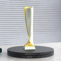 Trophée 3D moderne en alliage de zinc moulé sous pression, bicolore, poli, imprimé UV, avec couleurs personnalisées pour cadeaux d'affaires et reconnaissance