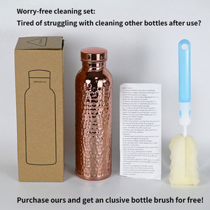 Bình nước đồng chạm khắc 800ml 27oz, bền, tái sử dụng, dùng cho ngoài trời, thể thao, du lịch, bình giữ nhiệt mạ điện kèm cọ vệ sinh - Product Image 3