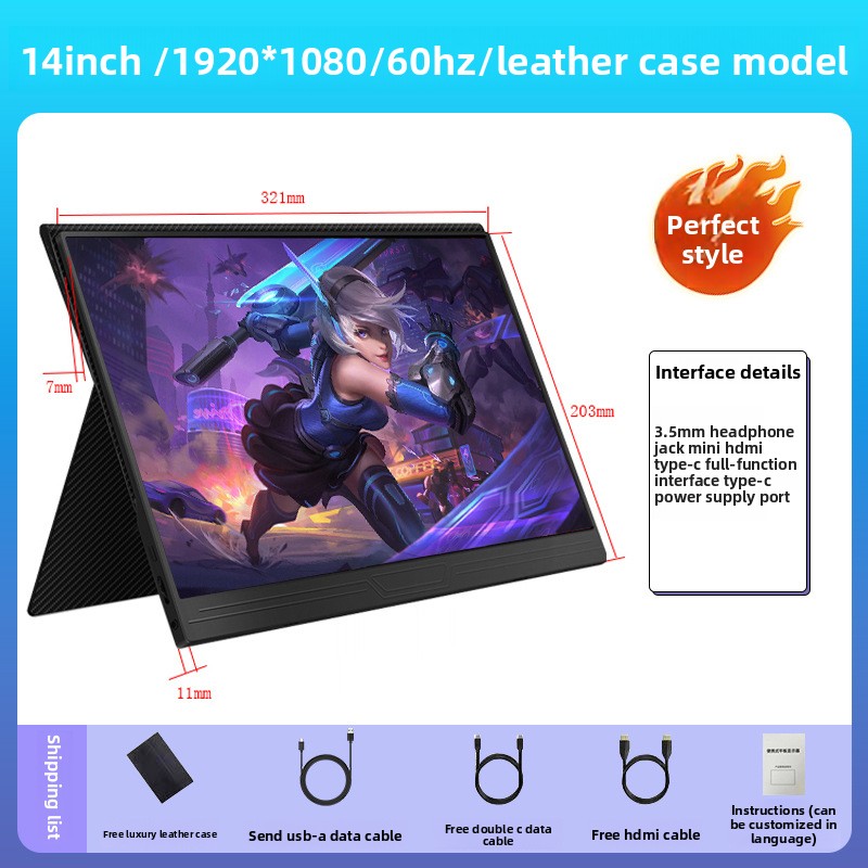 จอ IPS ขนาด 14 นิ้ว / 1080p / Type-C HDMI / 60Hz แบบทั่วไป