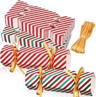 Lot de 50 boîtes de crackers de Noël rouges et vertes en forme de flocon de neige hexagonal, emballage cadeau pour bonbons avec ruban, décorations pour fêtes de fin d'année