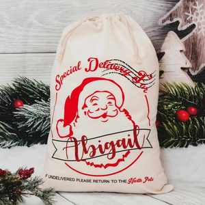 Sac de Noël personnalisé en toile Rudolph avec cordon de serrage, pochette cadeau express du Pôle Nord sur mesure pour décorations de fête - Product Image 5