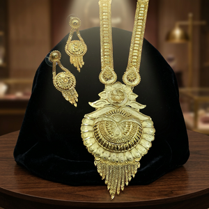 สร้อยคอและต่างหูยาวทำจากทองเหลืองขนาด14K 18K 24K เครื่องประดับแฟชั่นสำหรับงานแต่งงานของผู้หญิง - Product Image 4
