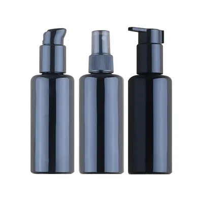Flat PET Plastic 100ml 120ml 150ml 200ml 250ml Alcohol Hair Toner Perfume hand sanitizersanitizer spray Bottle With Pump Cap