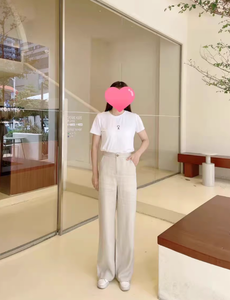 <span class=keywords><strong>Pantaloni</strong></span> larghi larghi Casual da donna di alta qualità in lino 100% da donna <span class=keywords><strong>pantaloni</strong></span> elastici in vita <span class=keywords><strong>pantaloni</strong></span> <span class=keywords><strong>con</strong></span> tasche - Product Image 2