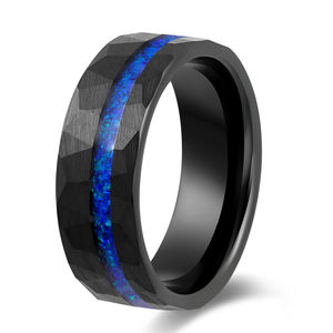 Poya Bijoux En Gros Bleu <span class=keywords><strong>Opale</strong></span> Incrustation <span class=keywords><strong>Prix</strong></span> Tungstène Anneaux De Mariage pour Couple - Product Image 1