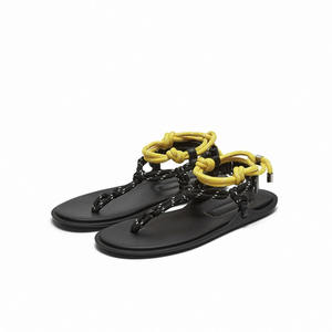 신발 플랫 숙녀 샌들 여름 여성 슬리퍼 로프 샌들 플랫 캐주얼 샌들 소녀 - Product Image 1