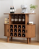 Meuble bar à vin ovale en noyer, petit format, avec porte coulissante tambour, capacité 12 bouteilles, idéal pour salon et salle à manger, directement de l'usine