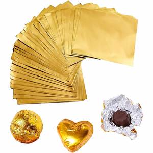 Food Grade Embossed Fireproof Square Golden Aluminum Foil Sheet Candy Wrappers Sweets Lolly Paper DIY Candies <b>Chocolate</b> - Product Image 1