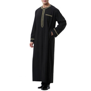 Abbigliamento Musulmano da Uomo OEM ODM, Caftano in Lino e Cotone Resistente, Vestito Lungo Etnico di Dubai - Product Image 1