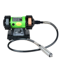 Mini-meuleuse d'établi 120V 220V MINIQ 150W avec meule de 75mm, base en fonte, polisseuse à arbre flexible, mandrin 4mm, grain 120/320