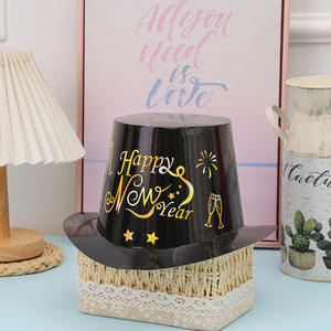 Sombrero de Copa Alto con Estampado Dorado y Negro para Fiesta de <span class=keywords><strong>Nochevieja</strong></span>, Moderno y de Ala Ancha - Product Image 6