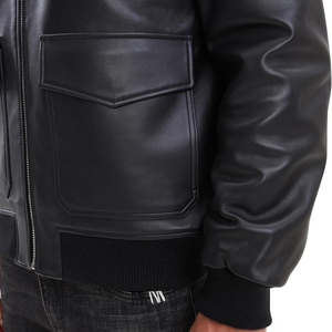 Wholesale Best Selling Men's Fashion Crew Neck Shearling Leather <b>Canvas</b> <b>Jacket</b> Spring High Street Style Custom Colors Front - Product Image 5