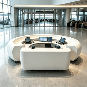 Mostrador de Recepción para Aeropuerto de Superficie Sólida Acrílica de Grado Ingeniería, <span class=keywords><strong>Precio</strong></span> de Fábrica al por Mayor - Product Image 3