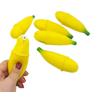 מכירה לוהטת פקיעה מצחיק בננה צעצועי אנטי הפגת מתחים משחק עם חיוך פנים בננה לסחוט צעצוע למבוגרים