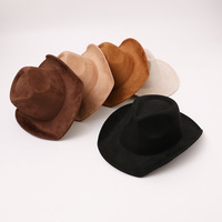 Chapeau de cowboy en feutre suédé à large bord, chapeau Fedora unisexe, chapeau de gentleman rétro vintage, style Panama, chapeau en feutre de laine pour l'automne et l'hiver
