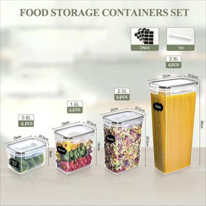 Ensemble de récipients de stockage en plastique PP écologiques de 0,8 L/1,4 L/2 L/2,8 L, 25 pièces, pour aliments frais et aliments pour animaux, motif carré - Product Image 3