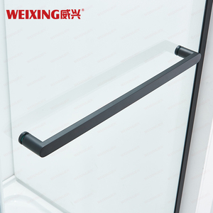 Porta della <span class=keywords><strong>doccia</strong></span> in acciaio inossidabile senza cornice in vetro temperato nero opaco con singolo scorrevole in appartamento personalizzato di alta qualità - Product Image 4