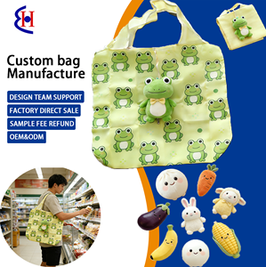 Sac de courses écologique en peluche, robuste et résistant, avec pendentif animal de dessin animé mignon, pliable, pour la vente en gros - Product Image 1