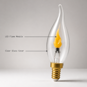 Ampoule LED à effet de flamme réaliste C35, simulation constante de feu, base E12/E14/E27, lampe décorative vintage, éclairage intérieur - Product Image 2