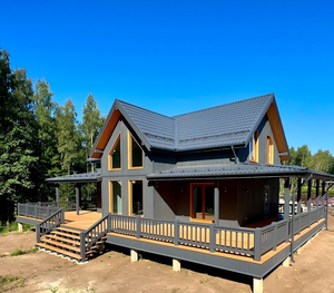 Moderna Cabaña <span class=keywords><strong>de</strong></span> Madera Prefabricada <span class=keywords><strong>de</strong></span> Dos Pisos, Espaciosa Cabaña <span class=keywords><strong>de</strong></span> Troncos con Amplio Terraza para <span class=keywords><strong>Vacaciones</strong></span> y Residencia en Resorts - Product Image 3