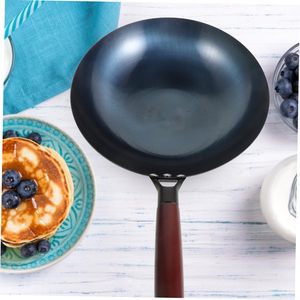 Trung Quốc tay Búa sắt chảo xào chảo với tay cầm bằng gỗ Vòng dưới chảo Chảo không dính không có lớp phủ lý tưởng cho nhà sử dụng - Product Image 2