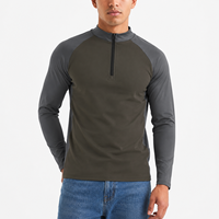 Haut de sport pour homme à col montant, manches longues, blocs de couleur, quart de zip, séchage rapide, respirant, pour la course et la gym, conception OEM personnalisée