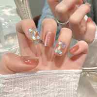 Nouveauté Automne, 10 pièces de faux ongles de luxe faits à la main, style français 3D, formes pointues, cercueil, ovale, amande, à presser