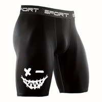 Shorts de sport pour hommes style gothique, longueur genou, haute élasticité, pour la course et l'entraînement de basketball, collants de compression motif visage souriant