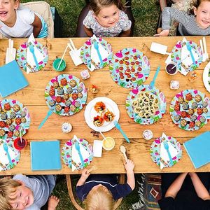 Juego de Fiesta Temática de Flamencos Modernos de 144 Piezas, Incluye 24 Platos y Vasos de Papel Tropicales, Cubiertos Desechables Rosas para Cumpleaños - Product Image 2