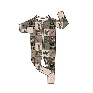 Pakaian Tidur Bayi Lengan Panjang Bahan Bambu Hanzi Winter, Model Lipat, Romper Resleting Satu Potong untuk Anak Laki-laki dan Perempuan - Product Image 4