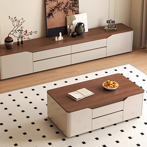 Meuble <span class=keywords><strong>TV</strong></span> pour petit appartement, style luxe léger, combinaison table basse et meuble <span class=keywords><strong>TV</strong></span> sur pied pour salon - Product Image 5
