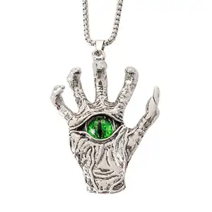 Großhandel Titan Stahl Mode Punk-Stil Devil Eye Halskette Schmuck Devil Skull Blue Eye Anhänger Hip Hop Herren Halskette