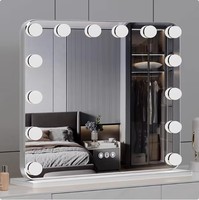 Miroir de maquillage LED de table personnalisé en gros, miroir de maquillage style Hollywood à commande tactile pour la maison et le salon