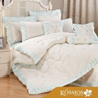 Juego de Ropa de Cama de Lujo de 8 Piezas con Certificación OEKO BSCI ISO, Bordado Exquisito en Telas Cepilladas Tejidas, Estilo Liso