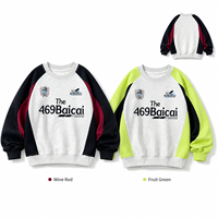 Sudadera para Niños 2026 con Contraste de Color, Estampado de Letras, Cuello Redondo, Estilo Casual Urbano, Moda Otoño-Primavera
