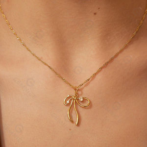 Gemnel Collier en argent 925 Pendentif ruban délicat avec pierres CZ Bijoux Balletcore pour femmes Cadeau élégant et délicat - Product Image 4