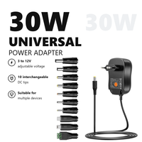 Alimentation universelle AC/DC 30W 3V-12V 2A, adaptateur multi-tension avec port USB 5V 2A et 10 prises DC pour appareils électroniques domestiques