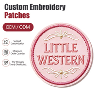Patch brodé personnalisé style Western Cowboy, motif Rose, Étoile, Cœur, Cheval, avec bordure en chenille, Rose, Blanc, Or