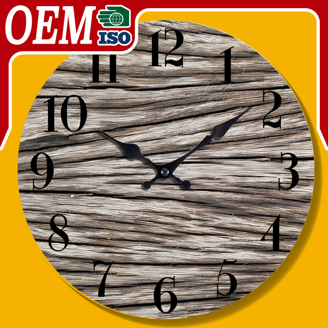 Rustic Wood Grain Wall Clock Vintage Distressed Finish Silent Quartz Movement for Farmhouse Living Room Kitchen Decor Supply
