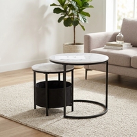 Table basse extensible moderne en bois massif et MDF avec structure en fer, design écologique pour les salons d'appartements