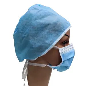 SJ Disposable Non Woven SMS Medical Bouffant Doctor Cap Elastic Disposable Cheap Surgical Caps