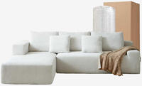 Ensemble de canapés rembourrés 3 places en forme de L à coin comprimé convertible en tissu Mobilier de salon moderne en mousse haute résilience