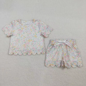 Conjunto de Ropa de Verano para Bebés Niñas, Camisa Caqui de Manga Corta y Pantalones Cortos de Spandex/Poliéster, Ecológico e Informal - Product Image 2