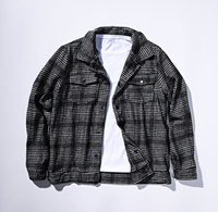 Mode automne et hiver hommes Slim Fit Flip col rayé coupe-vent polyvalent veste décontractée