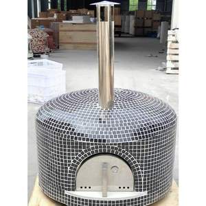 Horno de Pizza para Exteriores de Leña, 2.46 pies de Diámetro Interior, Horno de Cúpula de Mosaico Azul Hecho a Mano para Cocinar en el Patio Trasero - Product Image 5